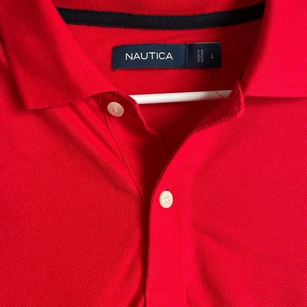 Nautica Vibrant Red Men's Polo Shirt 100% Cotton size L